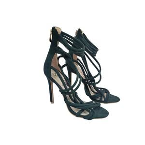 So Me Dark Green Strappy 4in Stiletto High Heels Size 6